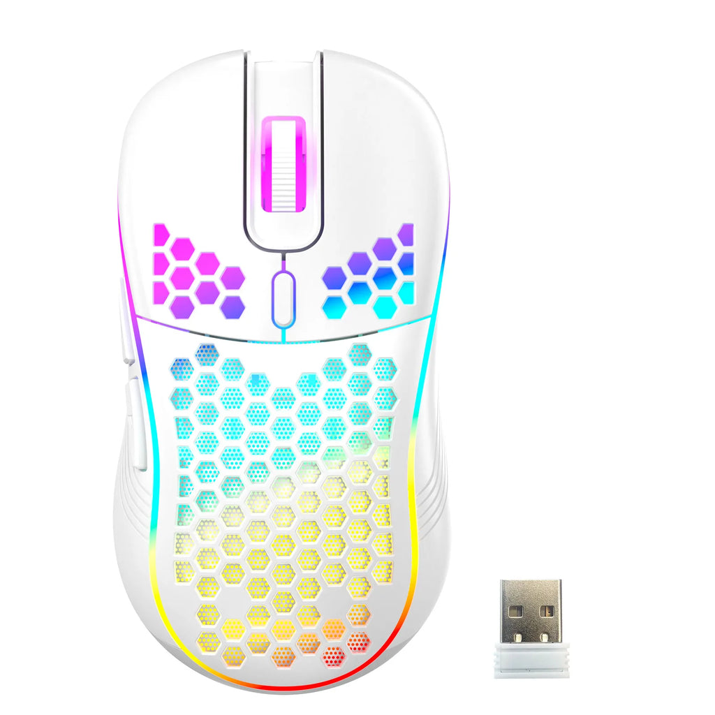 Mouse Gamer con Cable Honeycomb, Retroiluminación RGB, 7200 DPI Ajustables, Ergonómico, USB, para PC con Windows y Gamers de Laptop