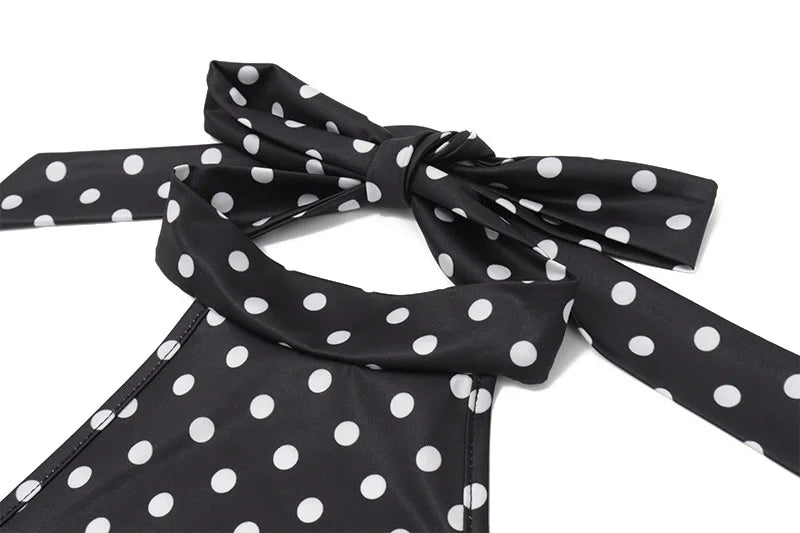 Elegante Vestido Mini de Puntos con Hombros Descubiertos para Mujer, Sin Mangas, Espalda Descubierta, Cintura Alta, Estilo Y2K, Moda de Verano, Vestido de Fiesta para Club