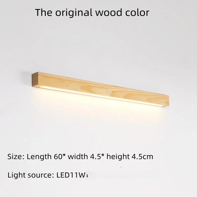 Lámpara de Pared de Listones de Madera Estilo Japonés Wabi-Sabi, Diseño Minimalista de Tira Larga para Sala de Estar, Dormitorio, Pasillo, Decoración del Hogar