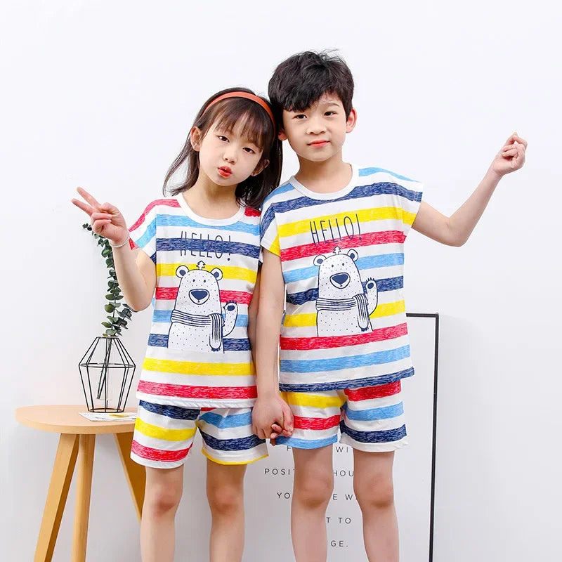 Conjuntos para niños, ropa para madres y niños, camiseta para niños y niñas, pantalones cortos, 2 uds., ropa de verano de algodón de manga corta para bebés, traje para niños pequeños
