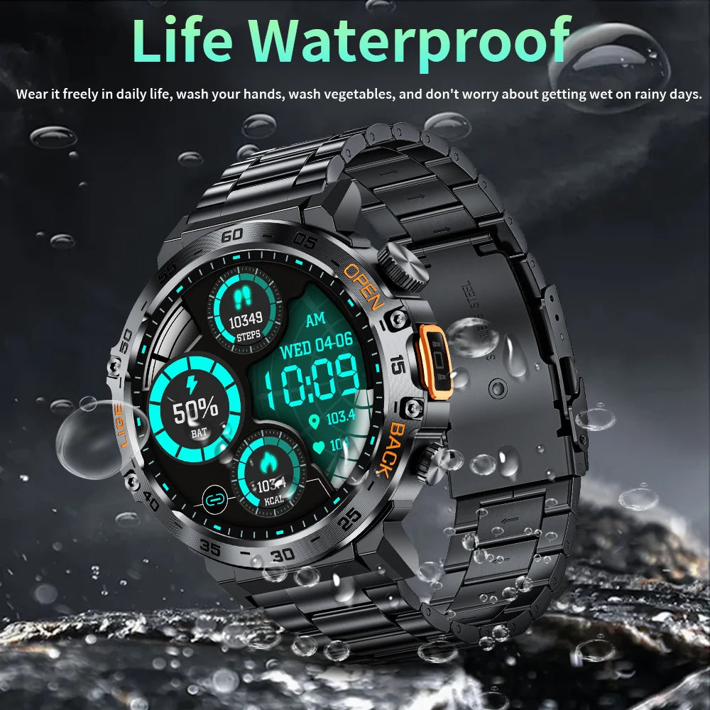 LIGE 2024 reloj inteligente para hombres 360*360 pantalla AMOLED HD relojes deportivos impermeables para Fitness linterna nueva reloj inteligente para hombres para Andrio IOS
