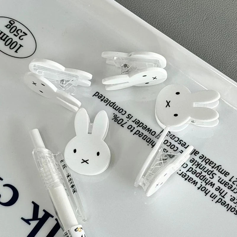 Miffy Rabbit PP-Clips Kawaii Soportes de fotos de plástico transparente para la escuela/oficina Clips de documentos duraderos para entradas y recibos
