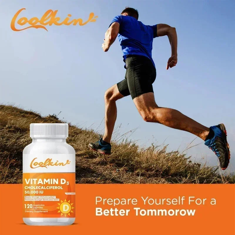 Vitamina D3 50000IU: salud muscular, huesos fuertes y salud del sistema nervioso, apoyo a la inmune