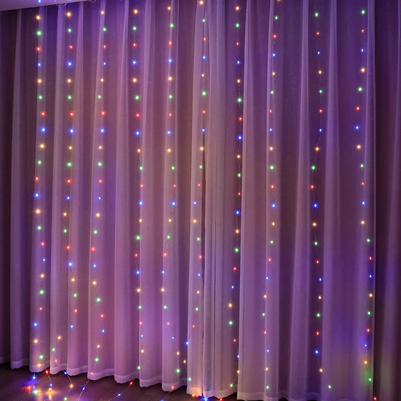 Guirnalda de luces LED para cortina de 3/4/6m, adorno USB con Control remoto, guirnalda de luces, decoración navideña para dormitorio y hogar