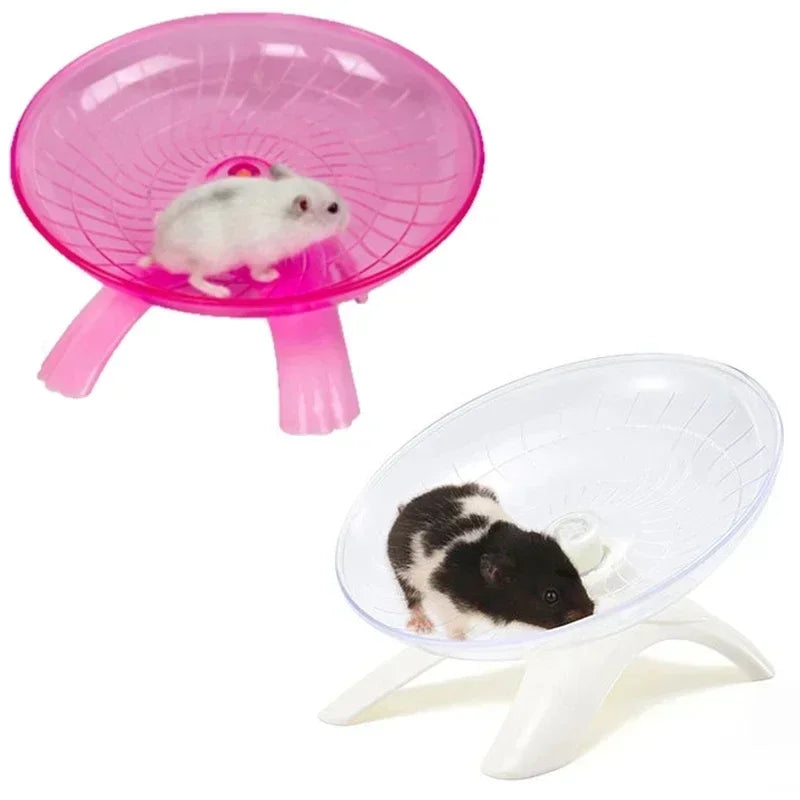 Rueda para correr para hámster, platillo volador silencioso, rueda de eje de acero, juguetes de disco para correr, jaula, accesorios para hámster de animales pequeños