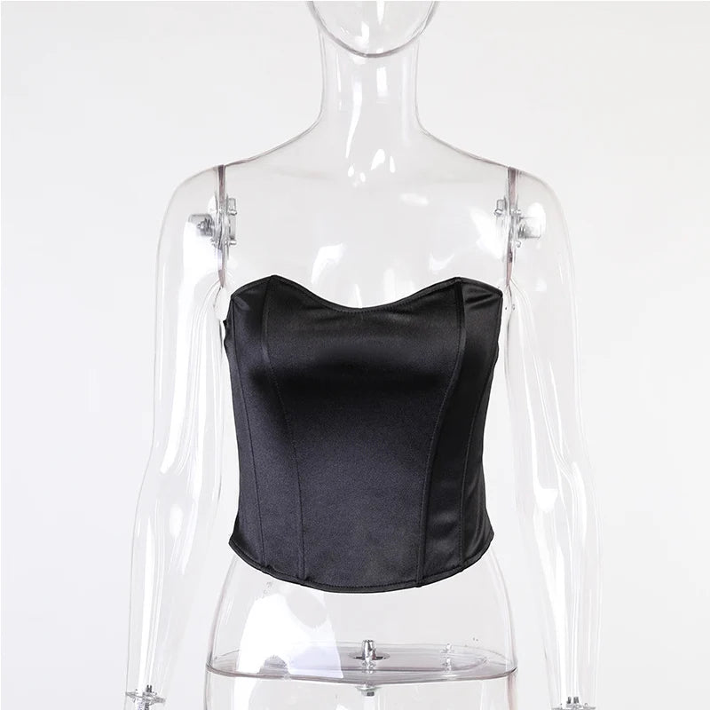 Tops de tubo sexis para mujer, Top liso sin mangas ajustado con corsé recortado, chaleco informal elegante sin tirantes para mujer 2024