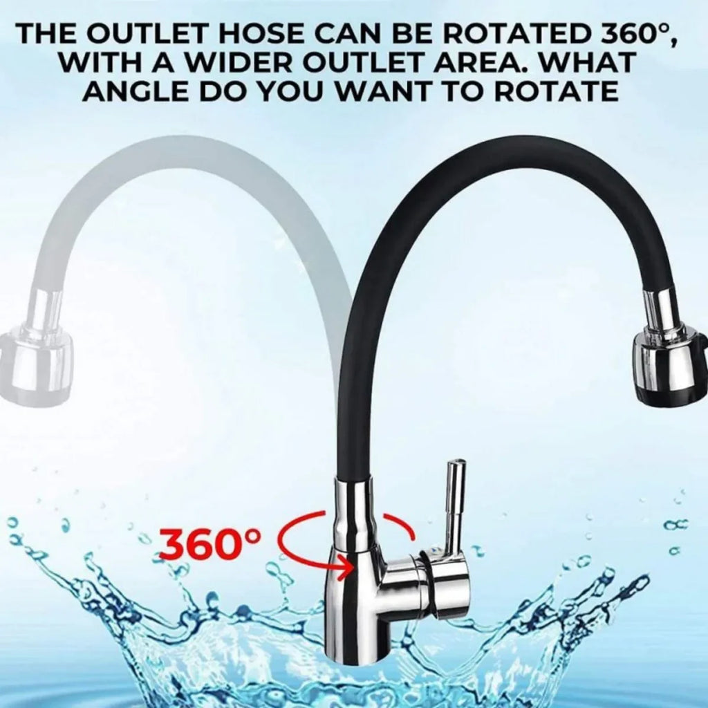 Grifo de cocina moderno de acero inoxidable 304 con manguera de silicona - ajustable, con válvula de cerámica, no requiere electricidad.