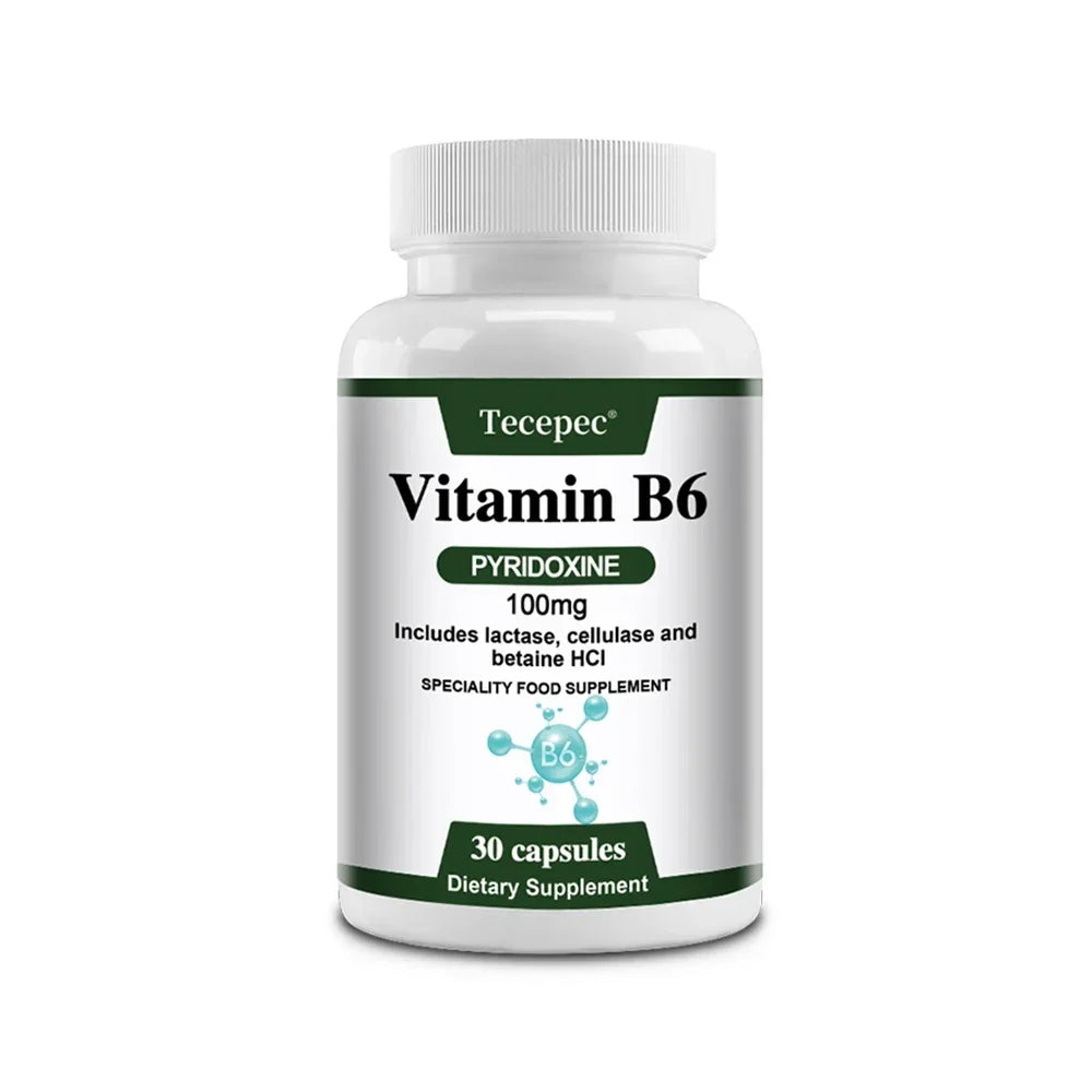 Suplementos de vitamina B6: apoya el sistema inmunológico, el sistema nervioso, el metabolismo energético, el estado de ánimo saludable