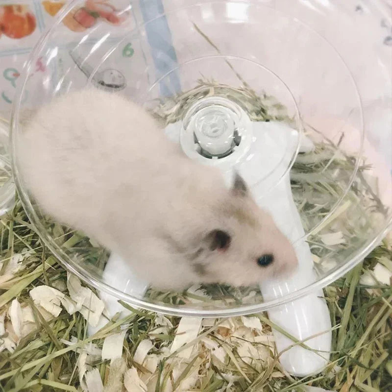 Rueda para correr para hámster, platillo volador silencioso, rueda de eje de acero, juguetes de disco para correr, jaula, accesorios para hámster de animales pequeños