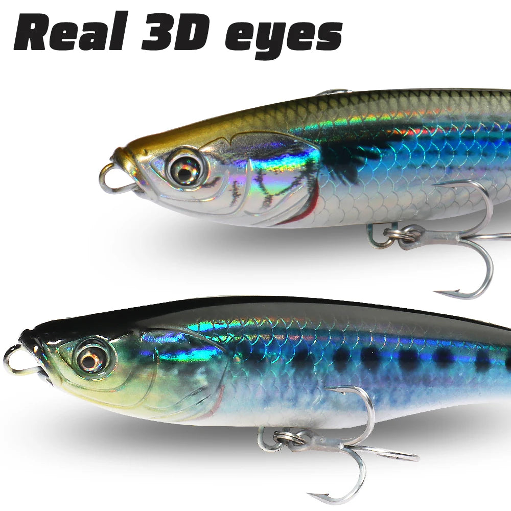 Señuelo tipo lápiz que se hunde, 53g, 10,5 cm, anzuelo Popper para agua salada, Swimbait, Pesca de fundición larga, Wobbler, Pesca en el mar, Crankbait Gear, cebo de silicona