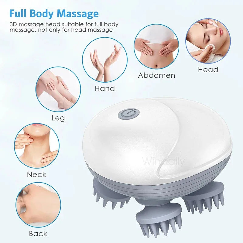 Masajeador eléctrico de cabeza para cuero cabelludo, dispositivo vibratorio para amasar, cuidado de la salud, hombro, cuello, pierna, brazo, masaje de tejido profundo, masajeador para mascotas y gatos