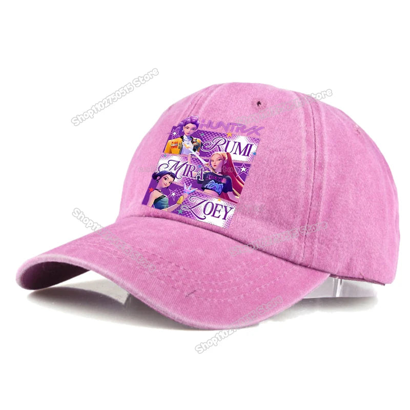 Gorras de Béisbol Retro Lavadas KPop Demon Hunters para Mujer y Niña, Gorras Snapback, Sombreros para el Sol, Gorra con Visera para Viajes al Aire Libre, Gorra Hip Hop Dad Hat