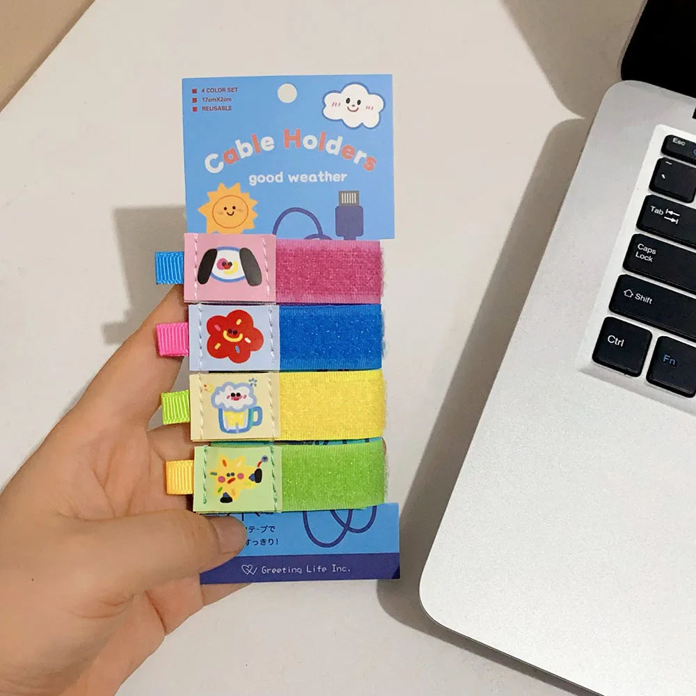 Kawaii Miffy nuevo estilo Cable USB cuerda de almacenamiento conejo de dibujos animados bordado impresión portátil cuerda elástica Cable organizador regalo para niña