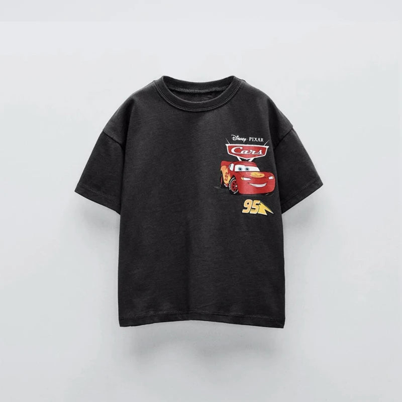 Camisetas de dibujos animados de coche, Tops para niño, ropa de moda de verano para niños, ropa de manga corta, camisetas con estampado, camiseta informal holgada