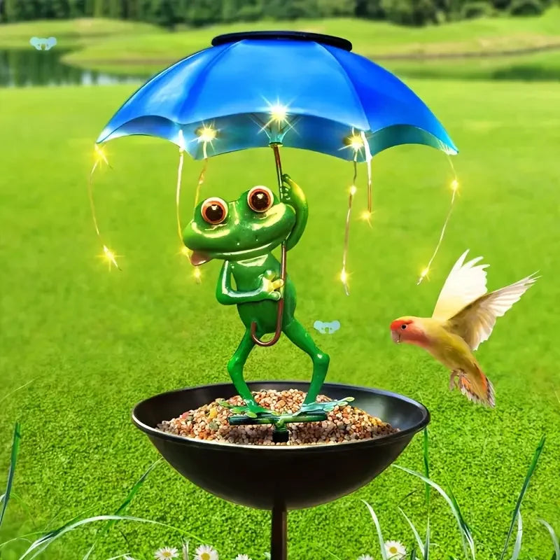 Estatua de rana, lámpara Solar de césped, dispensador de alimentación de colibrí para exteriores, cadena de luces LED alimentada por energía Solar para camino de patio, decoración de jardín y césped