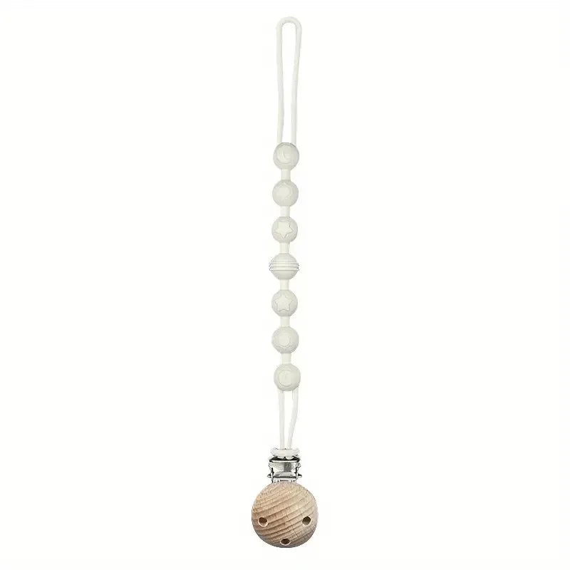 Clips para Chupetes de Bebé, Cadena de Silicona Integrada para Chupetes, Mordedor, Juguetes para la Dentición, Clip para Chupetes, Cadena con Clip, Regalo para Bebé