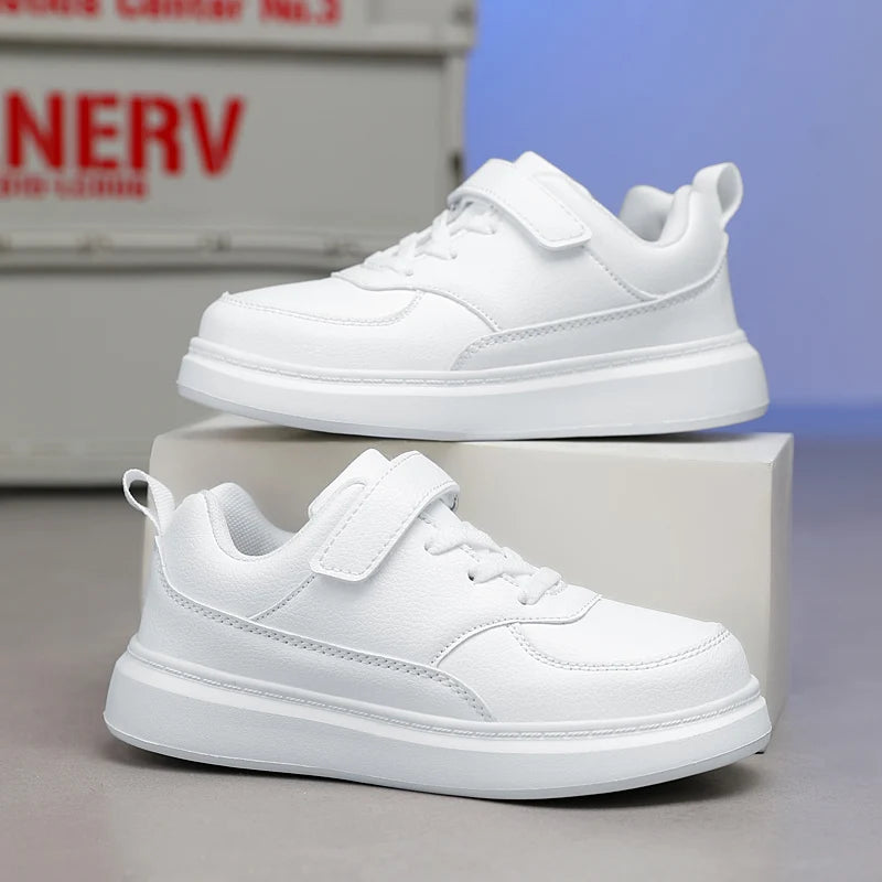 Zapatos Deportivos negros para niños, zapatos planos de cuero, zapatos blancos pequeños, Tenis deportivos ligeros para niñas