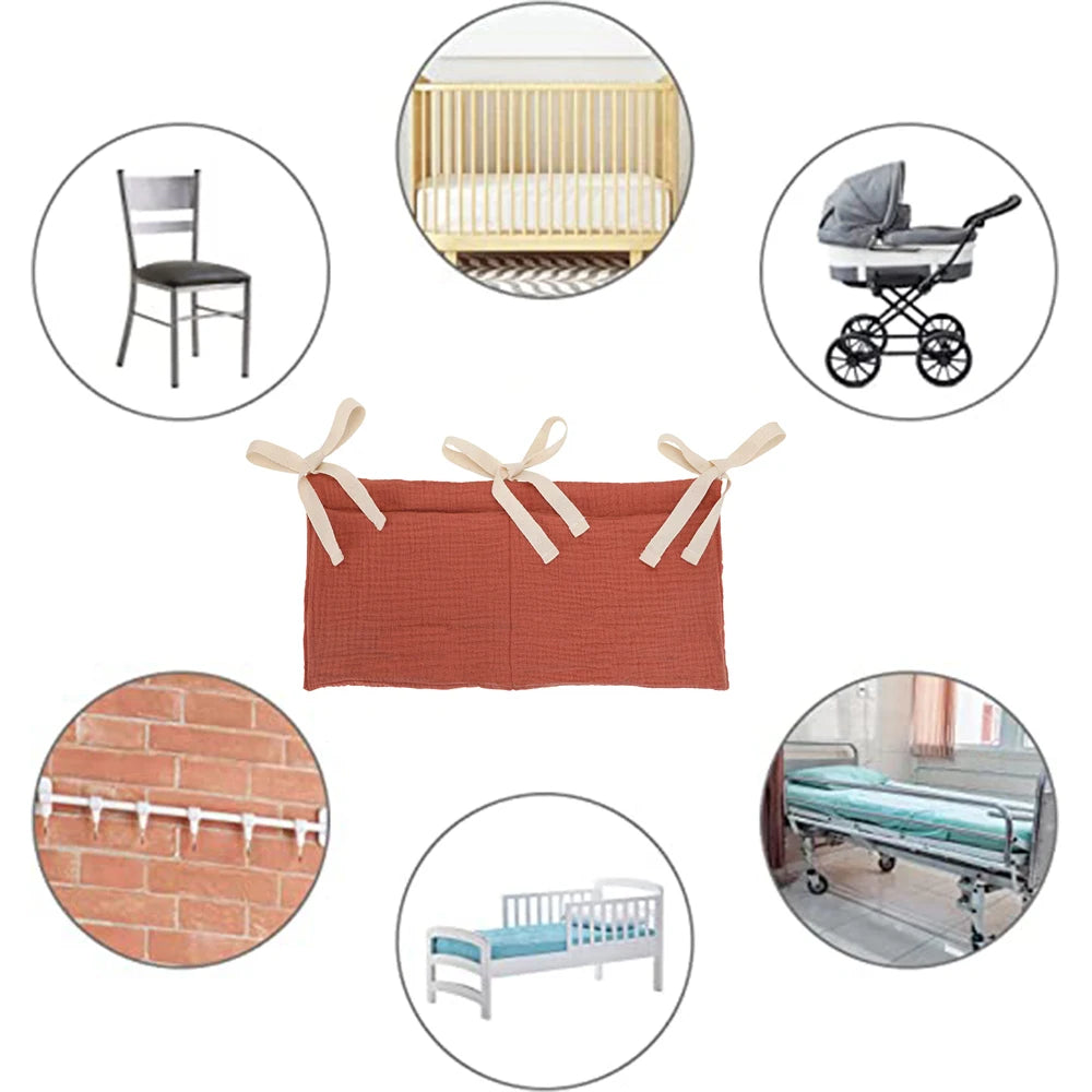 Organizador para cuna de bebé, bolsa de almacenamiento para cama Caddy, 2 bolsillos, colgante para cabecera de cama, organizador para pañales, juguetes y ropa