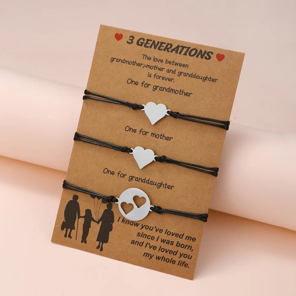 Pulsera de pareja para mujer, cadena de cuerda trenzada hecha a mano, corazón de madre e hija, pulseras con dijes, regalo de joyería de hermana de la amistad de la suerte