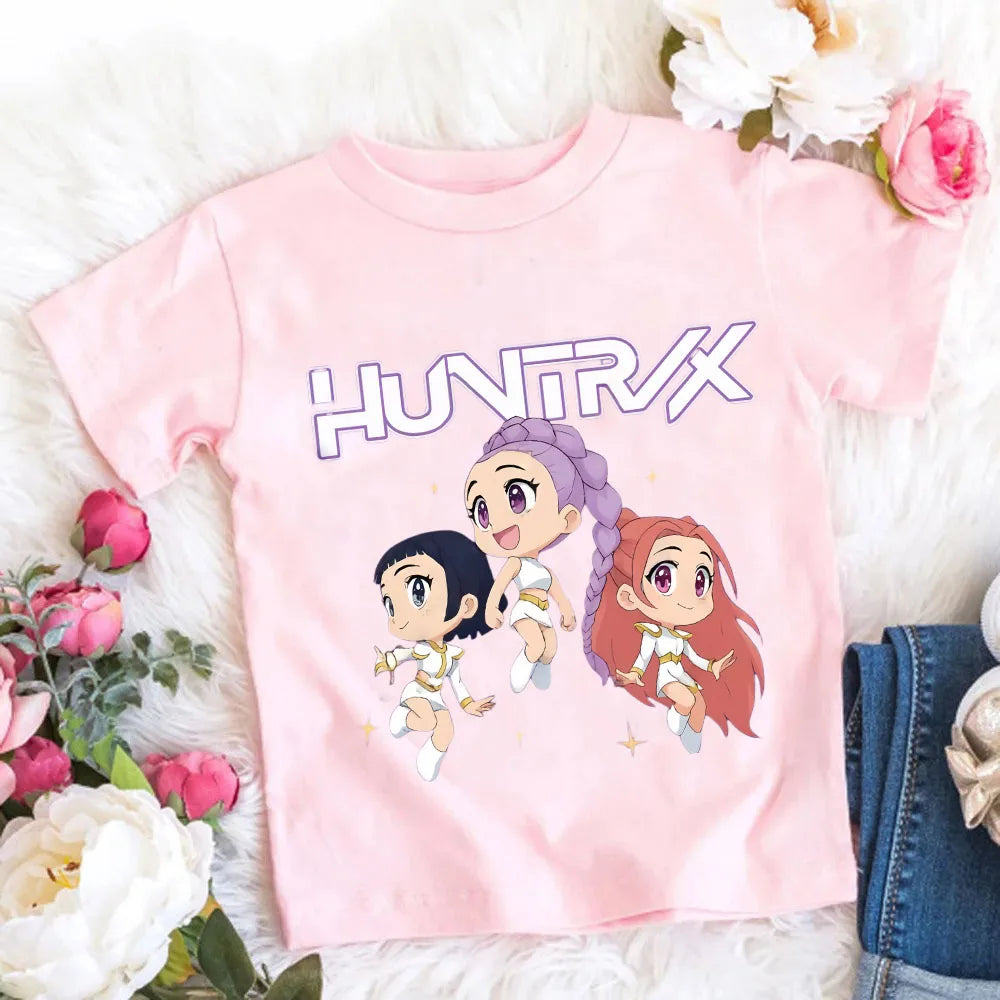Camiseta de Algodón Suave para Niñas, Diseño de la Película 2026, Ropa Infantil, Regalos para Fans del K-Pop Demon Hunters, Ropa para Niños, Tops Casuales a la Moda