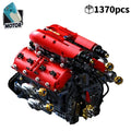 Modelo de motor técnico V8, juego de bloques de construcción con Motor eléctrico, ensamblaje MOC, ladrillos, juguete para niños, regalos de cumpleaños y Navidad, 1370 Uds.