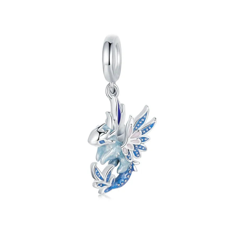 WOSTU-Colgante de estrella de dragón volador esmaltado de Plata de Ley 925, colgante de corazón, amor, supermomo, compatible con pulsera DIY, regalo para el día de la madre