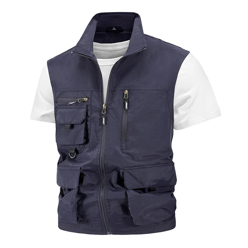 Chaqueta de caza para acampar, chaleco de trabajo para hombre, cortavientos táctico, talla grande, Golf, sin mangas, pesca, abrigo impermeable, chaleco de verano