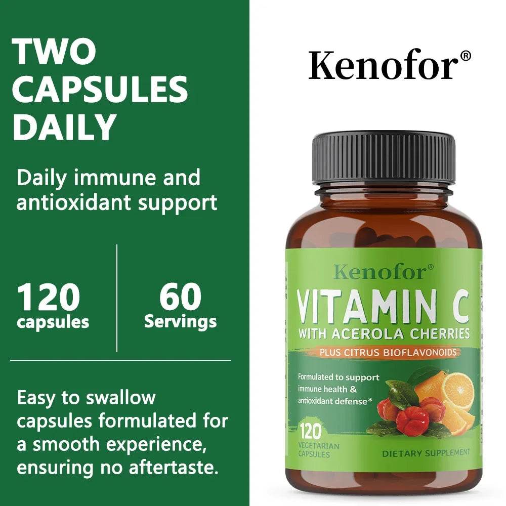 Comida integral vegana vitamina C, dos ingredientes (polvo y cítricos de cereza de acerola entera orgánica), soporte inmunológico, sin OGM