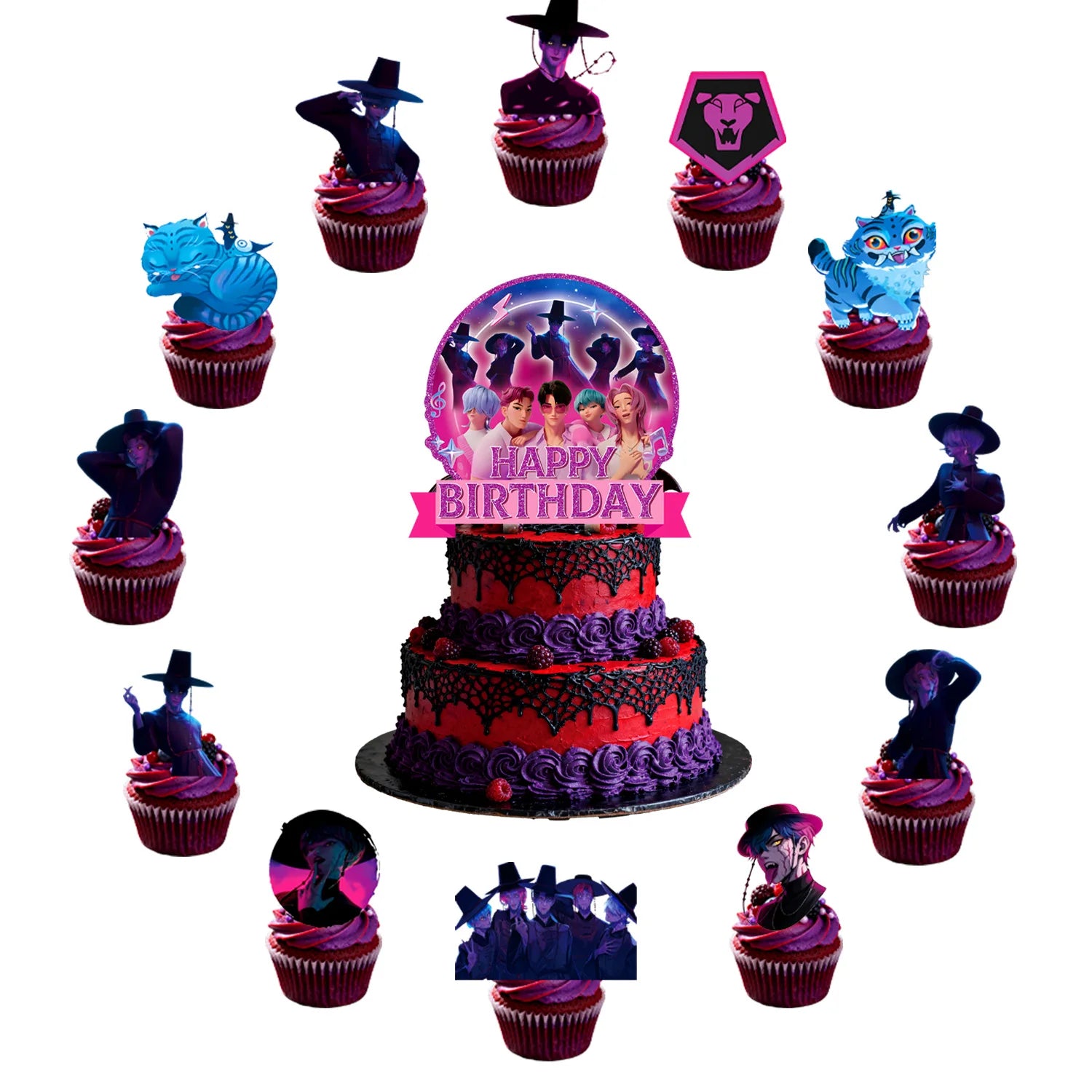 Kpop Demon Hunters niñas Huntrix Saja niños decoración de fiesta de cumpleaños para accesorios joyería Rumi Zoey Jinu Mira Fans HUNTERS regalos