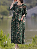 Vestido Floral Vintage mujer 2025 ZANZEA otoño Vestidos largos bohemios Casual manga larga Maxi Vestidos bata suelta Mujer de gran tamaño