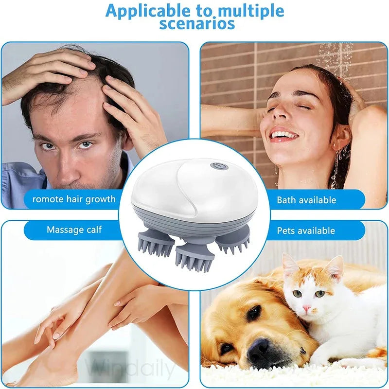 Masajeador eléctrico de cabeza para cuero cabelludo, dispositivo vibratorio para amasar, cuidado de la salud, hombro, cuello, pierna, brazo, masaje de tejido profundo, masajeador para mascotas y gatos