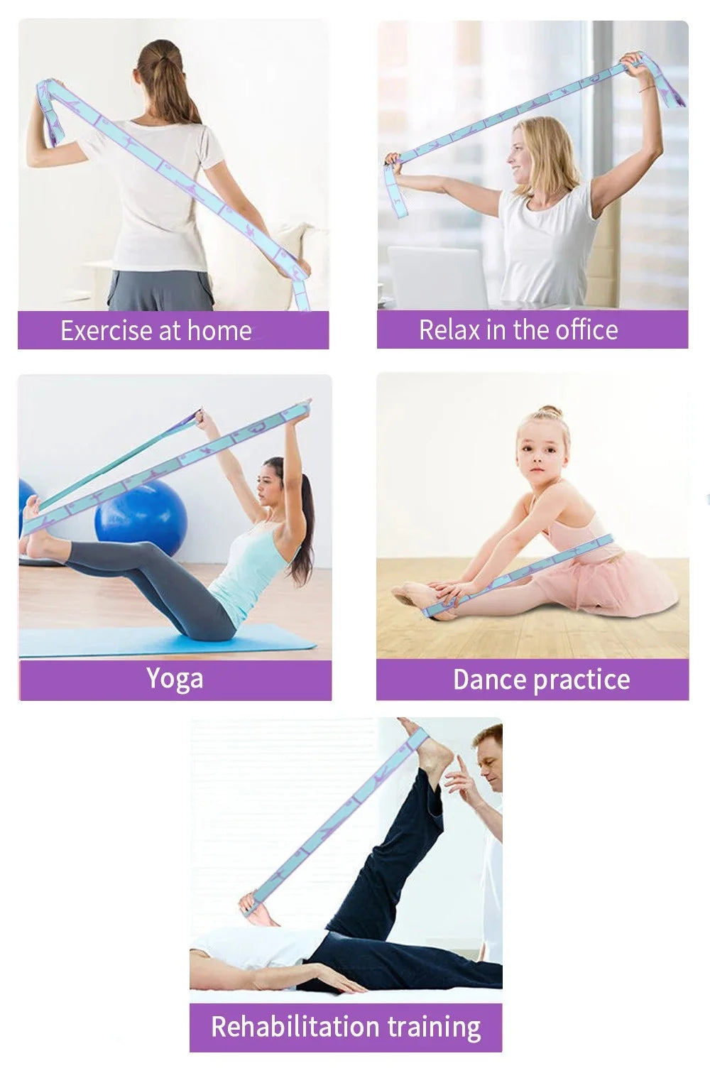 Bandas elásticas de resistencia para Yoga, 8/9 secciones, Ballet, Pilates, ejercicios de estiramiento, banda de entrenamiento físico para baile para niños y adultos en casa