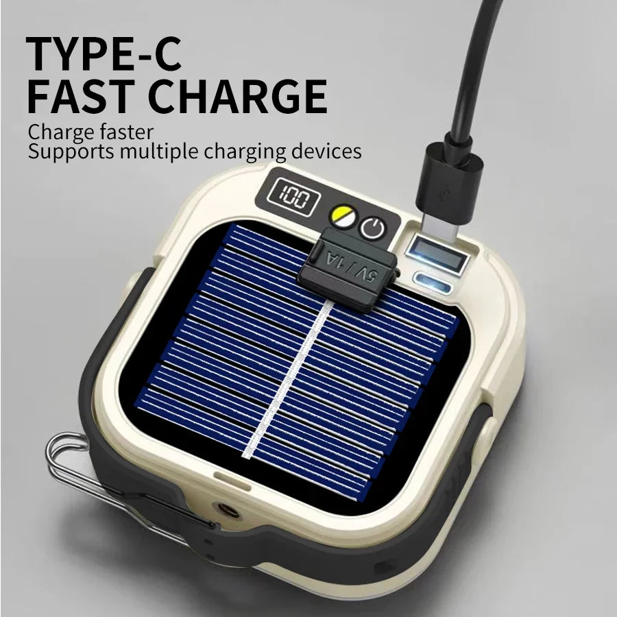 Mini reflector COB, linterna de bolsillo recargable para acampar al aire libre, luz de tienda impermeable de emergencia con pantalla Digital y gancho