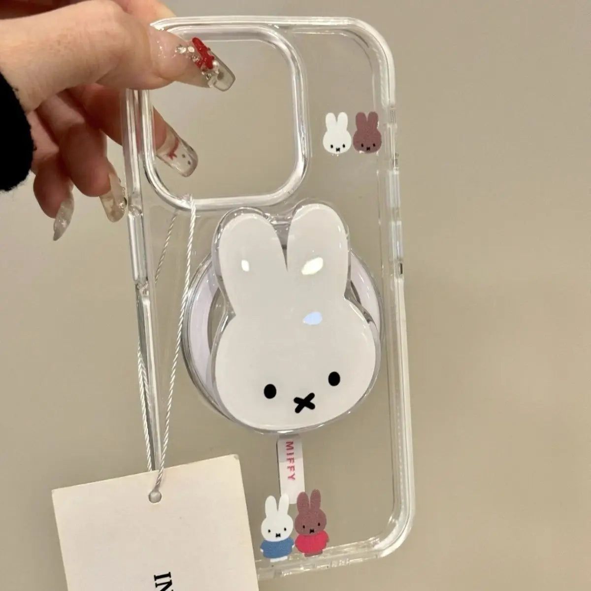 Soporte magnético para teléfono Kawaii Miffy Rabbit, soporte portátil telescópico de dibujos animados, soporte magnético para Airbag para teléfono móvil, regalo de cumpleaños para niña