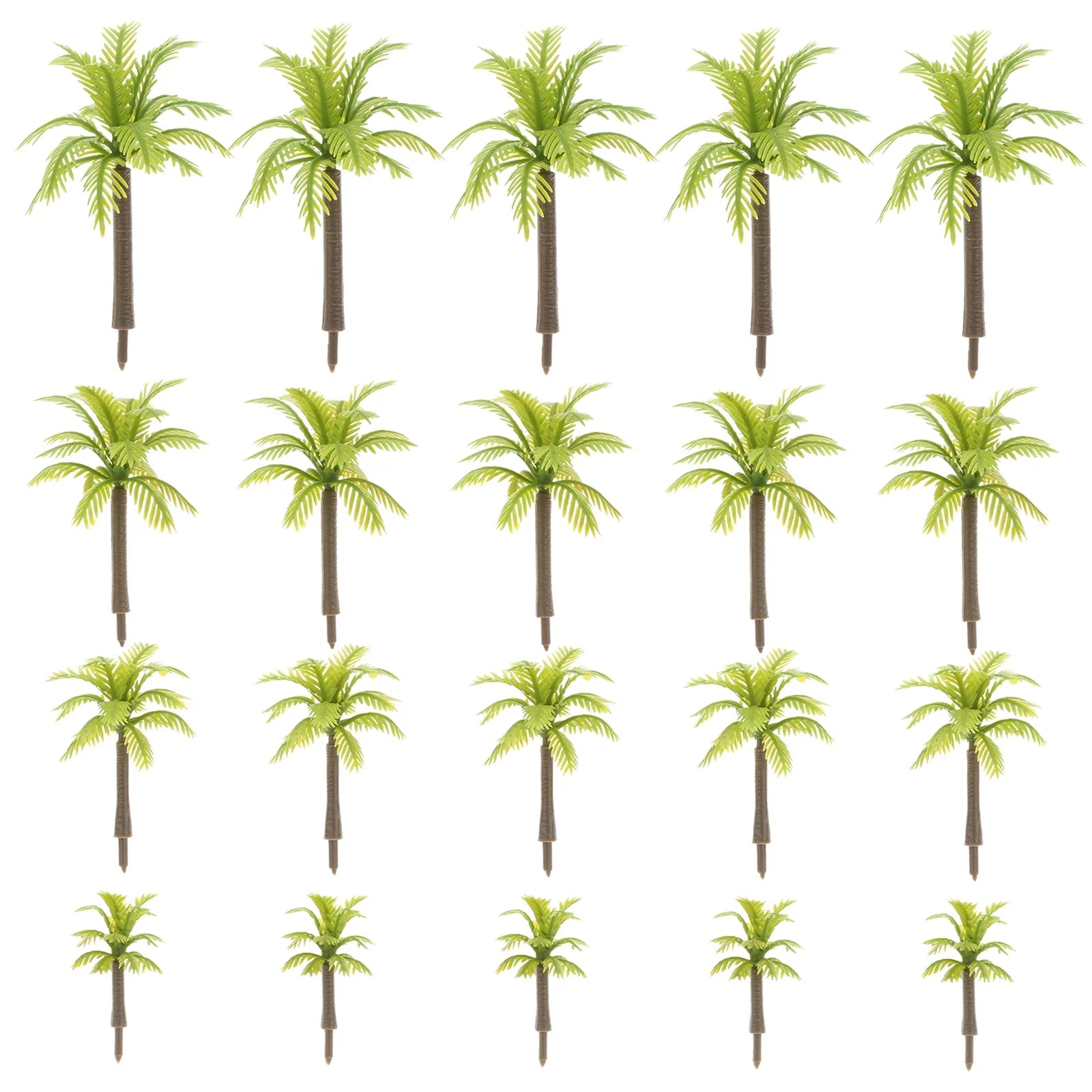 20 piezas Mini árboles modelo de palma de coco 3/4, 5/5,5/7cm plástico Artificial selva Diorama edificio ferrocarril DIY Micro juguetes de diseño