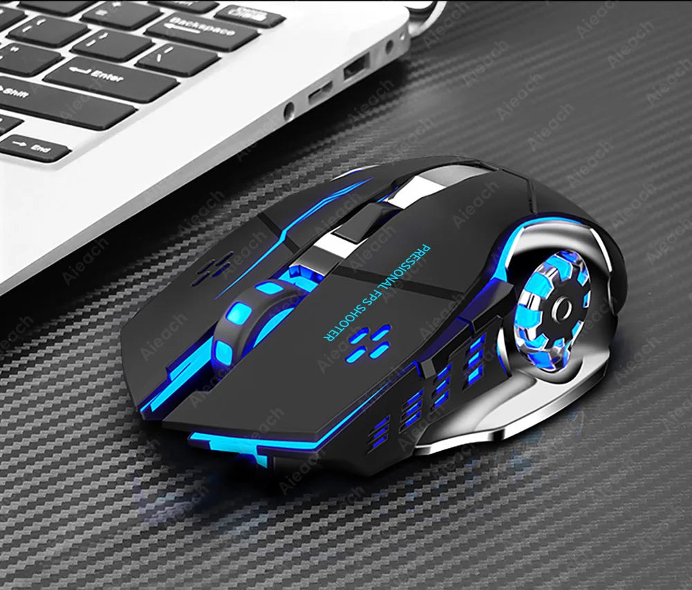 Ratón inalámbrico para juegos Bluetooth 2,4g USB recargable ergonómico diseño de retroiluminación mecánica para ordenador portátil PC Gamer