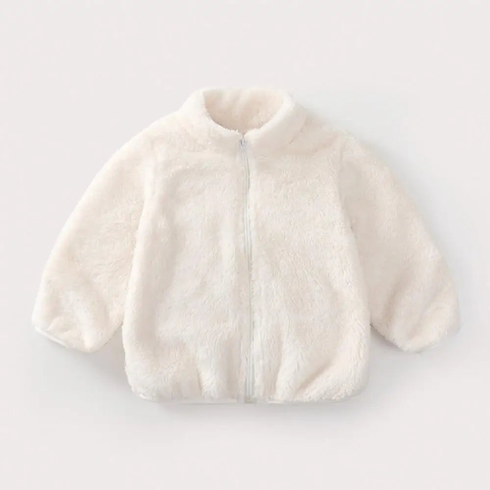 Abrigo de felpa de Color sólido para niños, chaqueta informal cálida para otoño e invierno, abrigo para niños, ropa para niños, prendas de vestir exteriores para niños pequeños