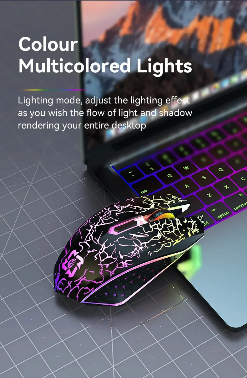Ratón inalámbrico Bluetooth 5,2 RGB 2,4G, ratón para juegos de modo Dual, ratón silencioso de 6 botones para MacBook, tableta, ordenadores portátiles