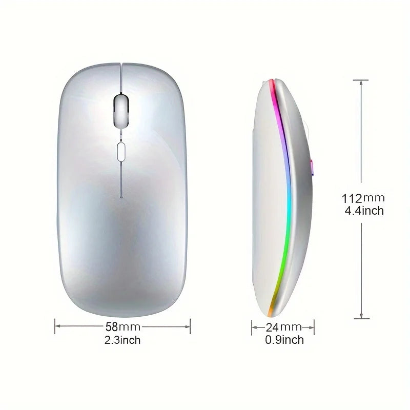 Ratón inalámbrico RGB recargable USB 2,4 GHz Bluetooth ratón inalámbrico ordenador Mause retroiluminado con LED ratón ergonómico para juegos para ordenadores portátiles