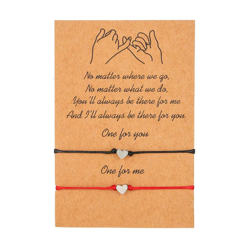 Pulsera de pareja para mujer, cadena de cuerda trenzada hecha a mano, corazón de madre e hija, pulseras con dijes, regalo de joyería de hermana de la amistad de la suerte