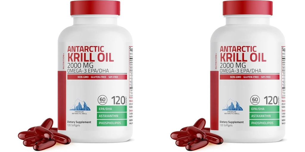 Aceite de Krill Antártico 2000mg con Omega-3 EPA DHA Astaxantina y Fosfolípidos, Suplemento Dietético Antioxidante Natural, 120 Cápsulas Blandas