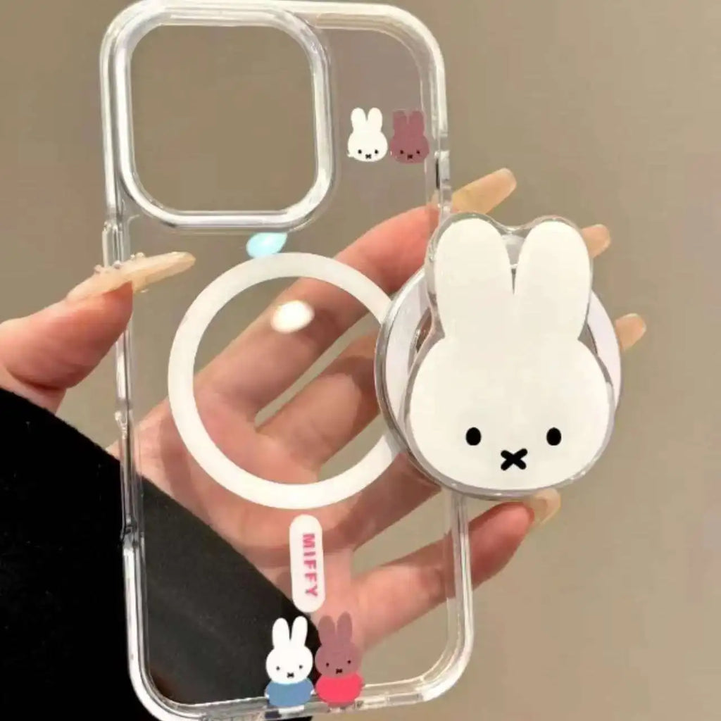 Soporte magnético para teléfono Kawaii Miffy Rabbit, soporte portátil telescópico de dibujos animados, soporte magnético para Airbag para teléfono móvil, regalo de cumpleaños para niña