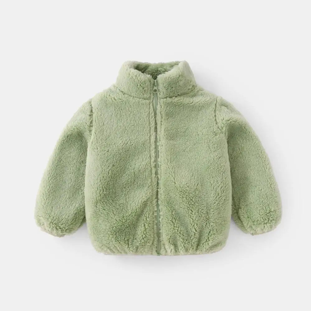 Abrigo de felpa de Color sólido para niños, chaqueta informal cálida para otoño e invierno, abrigo para niños, ropa para niños, prendas de vestir exteriores para niños pequeños
