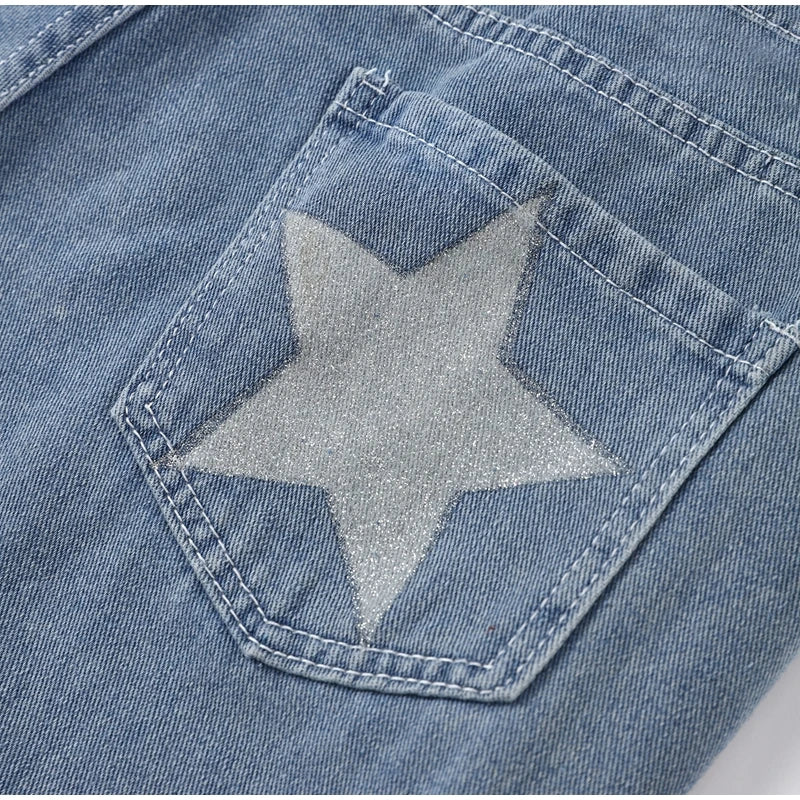 Pantalones vaqueros elegantes con decoración de perlas para mujer, pantalones de pierna ancha de cintura alta, ropa de calle nueva de moda, pantalones de lujo 2025