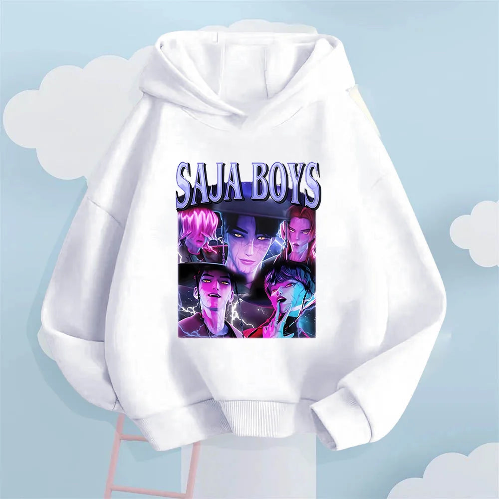 Sudadera con capucha Kpop para hombre y mujer. Esta sudadera con capucha para niños con el estampado Saja es una prenda cómoda y cálida.