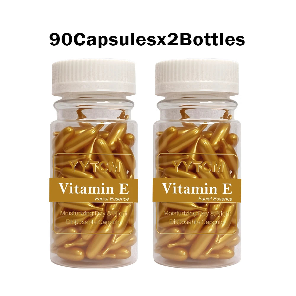 Cápsulas de Suero de Vitamina E, Cápsulas de Esencia de Un Solo Uso, Hidratantes y Humectantes para la Piel Facial, 90 Cápsulas/Botella - 1 Botella