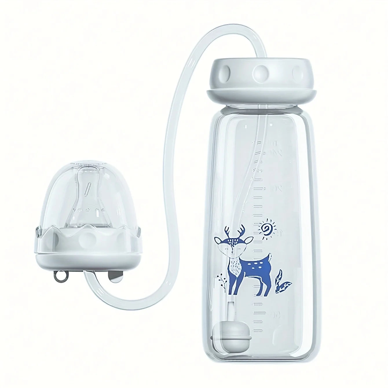 Biberón de cuello Normal de 8oz/240ml con cepillo de paja, juego de biberones de PP manos libres, hace que la alimentación fácil