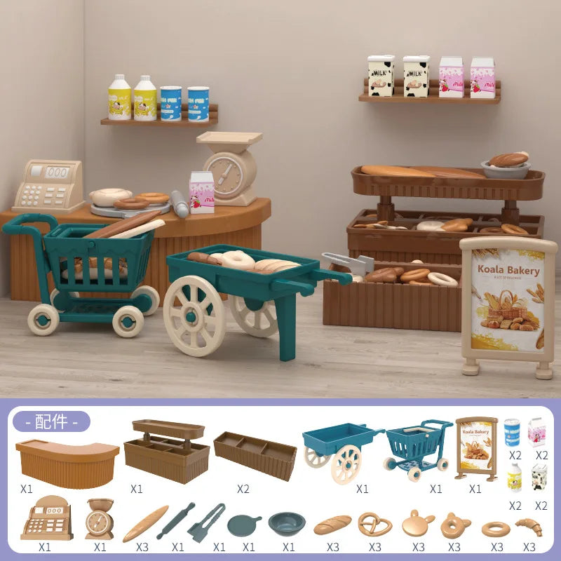 Mini juegos de compras de supermercado, muebles para casa de muñecas, accesorios, juguetes educativos intelectuales para niños, juguetes de interacción familiar