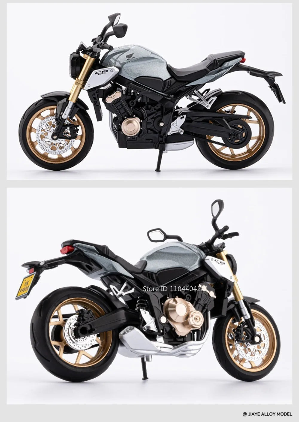 1:12 Honda CB650 CB400F juguetes de coches de aleación fundida modelos dirección de la rueda delantera de la motocicleta con vehículos ligeros de sonido coleccionar adornos
