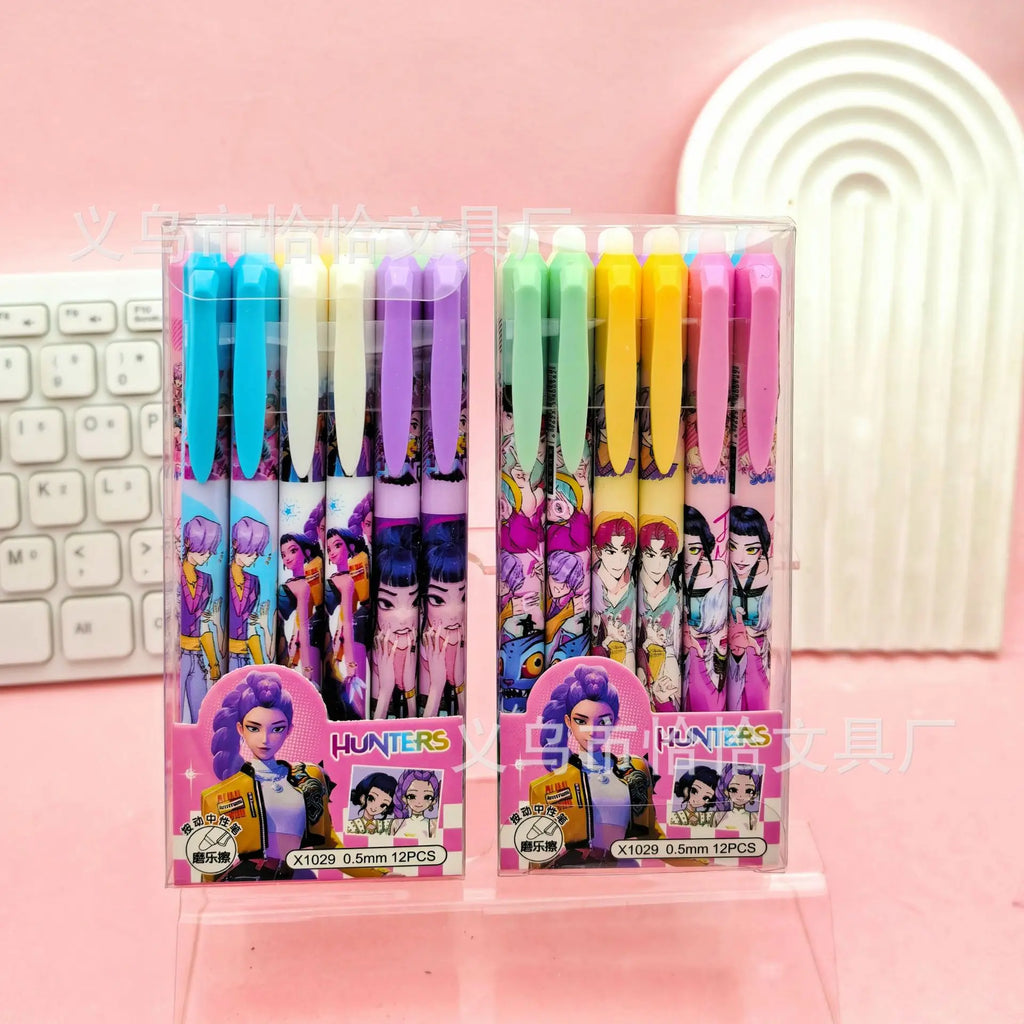 Bolígrafos Borrables Kpop Demon Hunter, Bolígrafos de Gel Kawaii Rumi Mira Zoey para Niños, Estudiantes, Material Escolar, Oficina, Escritura, Regalo de Cumpleaños
